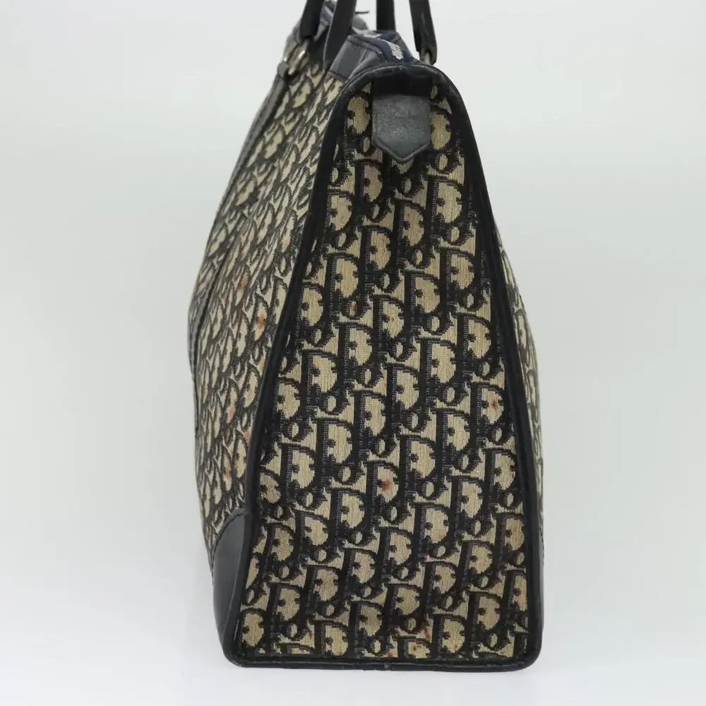 DIOR Trotter Canvas Boston Bag Navy Silver